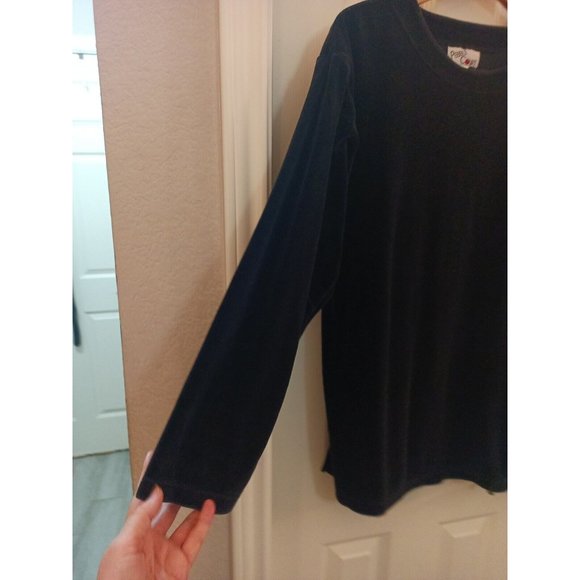 Women's Vintage pebble Court Black Long Sleeve Soft Sweat Shirt Size Large - Picture 2 of 8